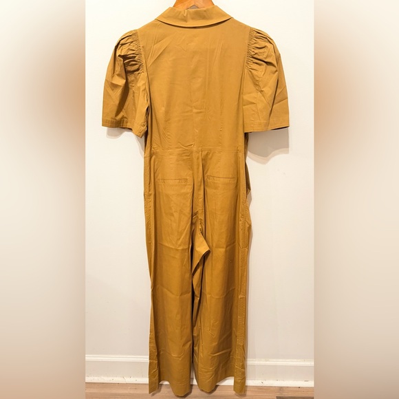 SEA Sienna Puff-Sleeve Stretch-Cotton Jumpsuit Tan Sz 4 - Picture 11 of 16